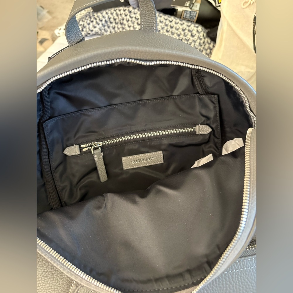 Burberry Charcoal Gray Minimalist Backpack with Embossed Branding - Abbeydale - Picture 8 of 11